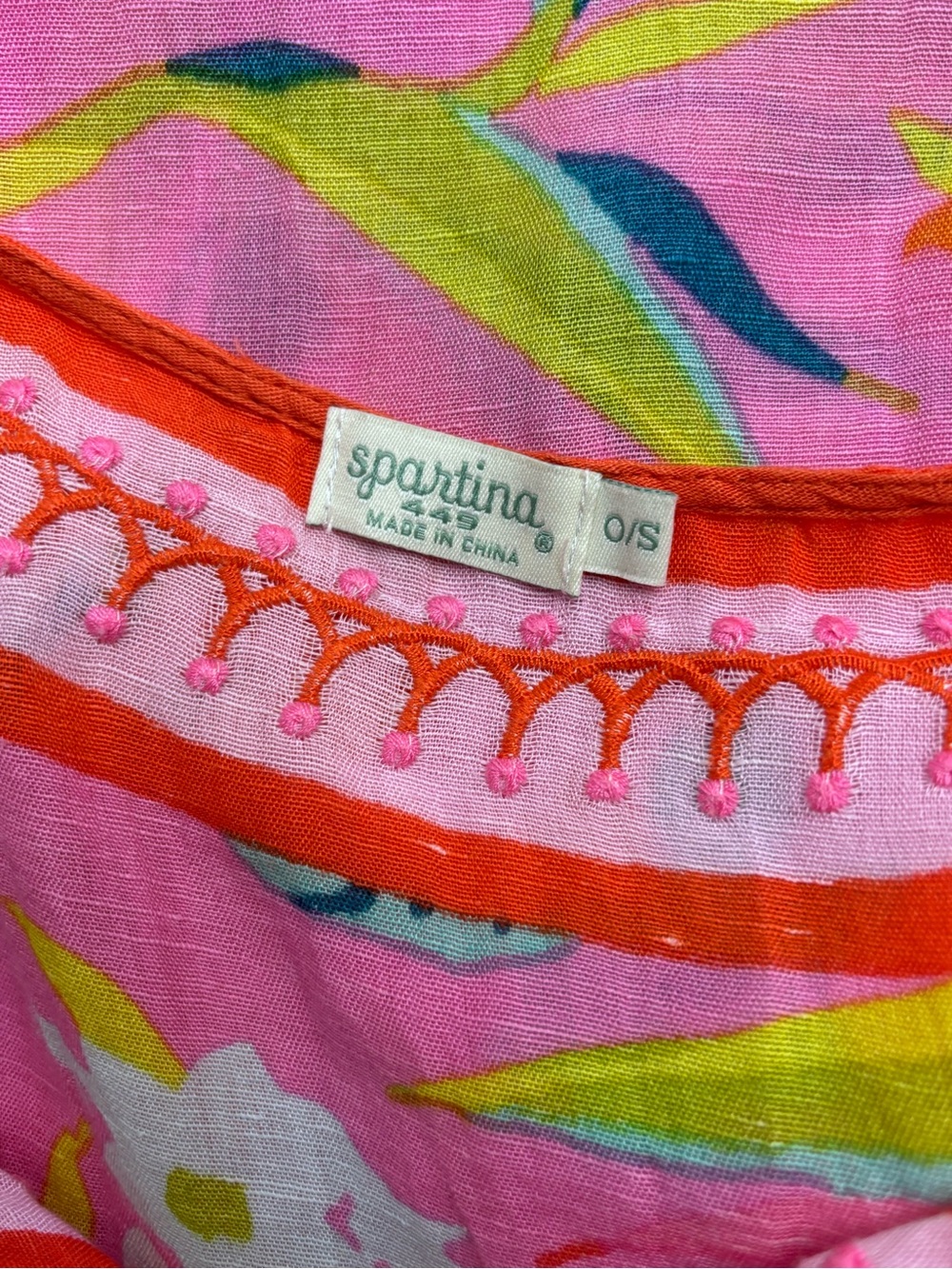 Spartina 449 Pink Tropical Floral Tassel Swimsuit Coverup Resort One Size - Picture 8 of 13